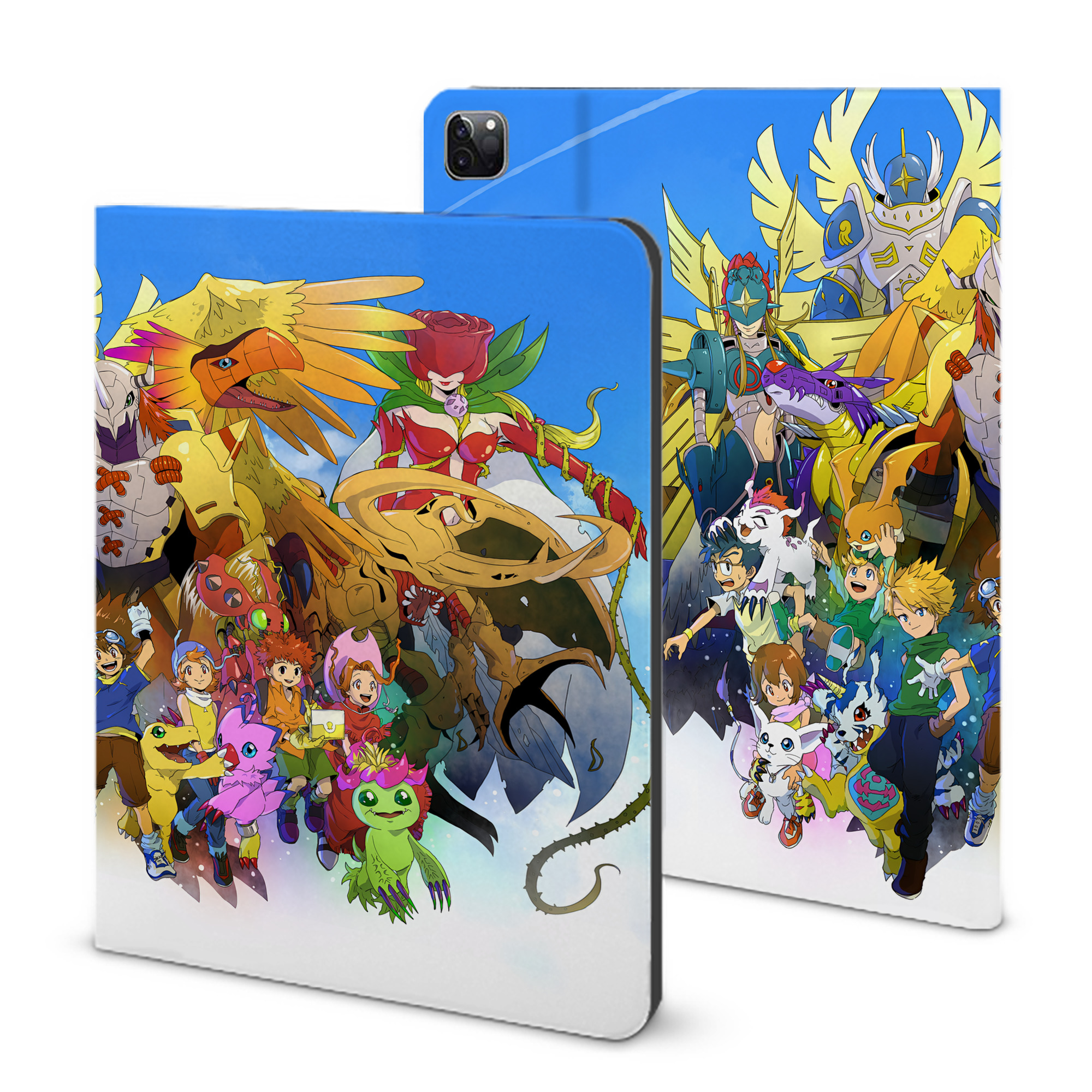 （画像用） Digimon デジタルモンスター/デジモン IPad ケース ブック型 PUレザー TPU 耐衝撃 軽量 薄型 ペン収納なし 全面保護 IPad 各モデル対応